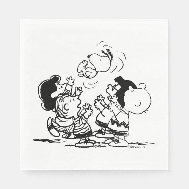 Peanuts Gang Lifting Snoopy Napkins (Front)