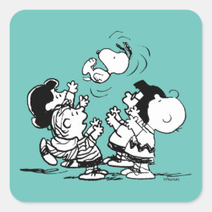 Peanuts Gang Lifting Snoopy Square Sticker