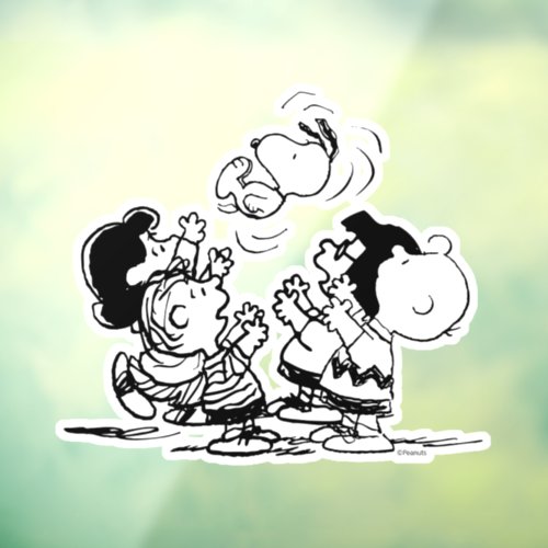 Peanuts Gang Lifting Snoopy Window Cling