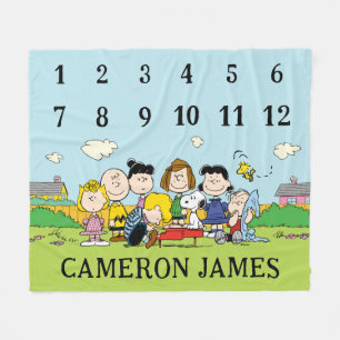 Peanuts Gang   Monthly Milestone Baby Fleece Blanket