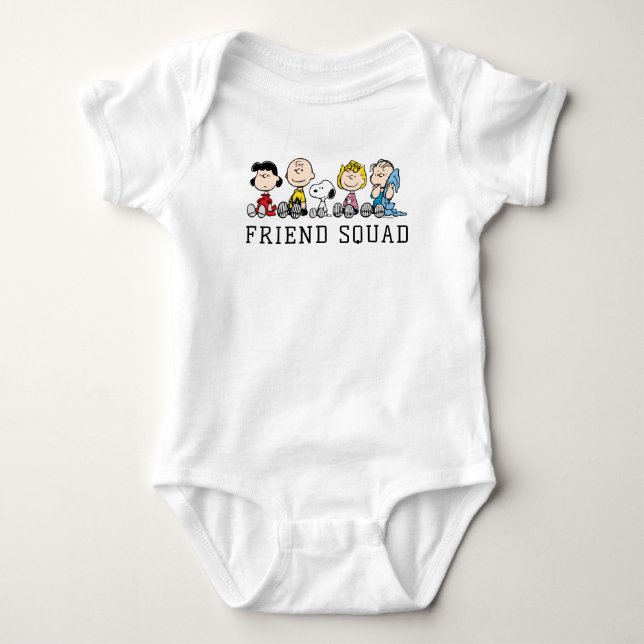 Peanuts Gang Sitting Together Baby Bodysuit (Front)