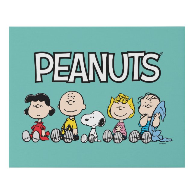 Peanuts Gang Sitting Together Faux Canvas Print (Front)