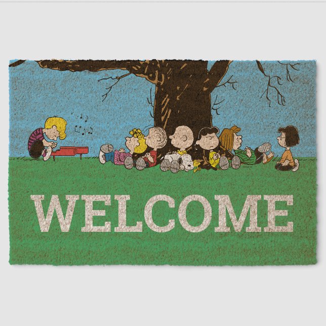 Peanuts Gang Under A Tree Fiber Doormat (Front)