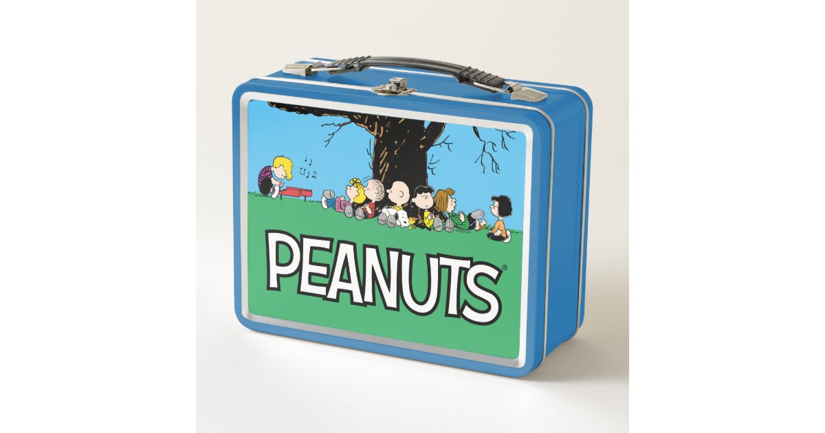 Pink Colored Peanuts Kids Tin Lunch Box - Snoopy Lucy And Friends Tin box