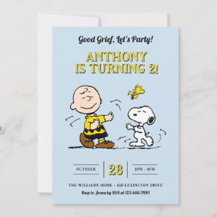 Peanuts Good Grief Let's Party! Birthday Invitatio Invitation