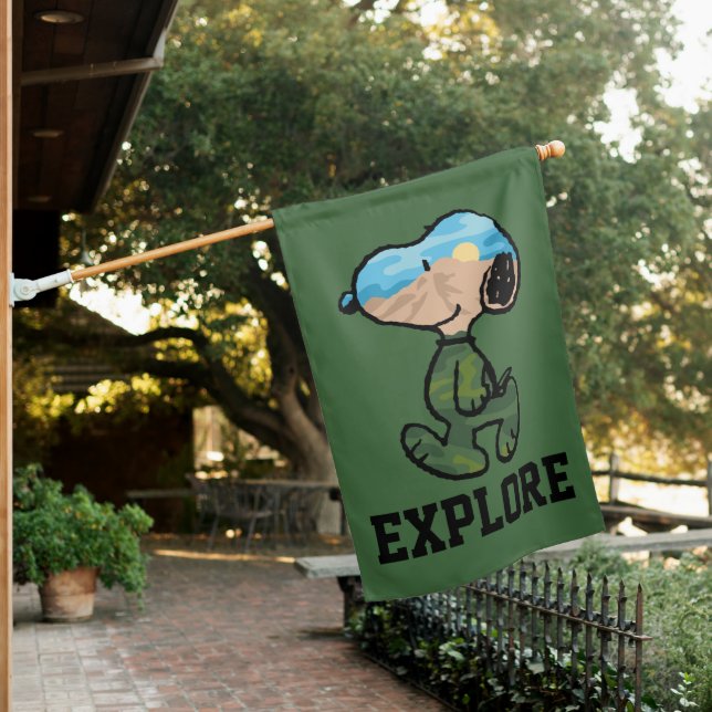 Peanuts | Great Outdoor Snoopy House Flag (In SItu)