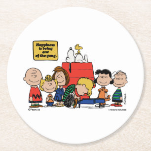 Peanuts Happiness is Being One of the Gang Round Paper Coaster