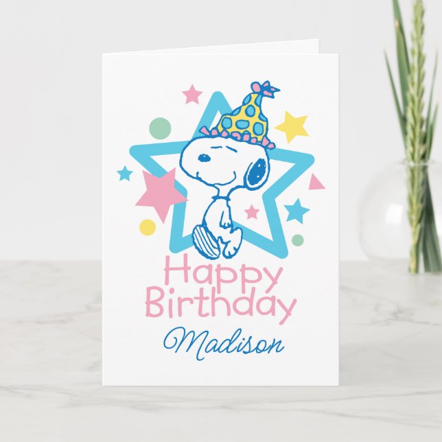 Peanuts | Happy Birthday Snoopy Stars Card (Front)