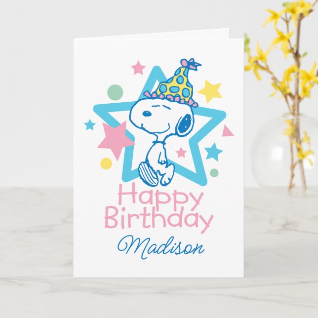 Cartolina SNOOPY A6 "Happy Birthday" Con Woodstock – Edizione Limitata Close Up