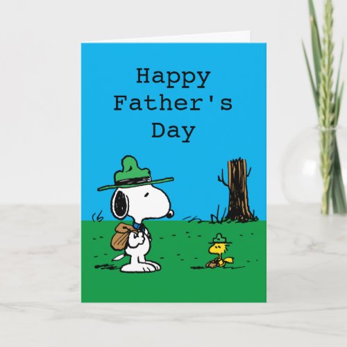 Peanuts  Happy Fathers Day Campers Holiday Card