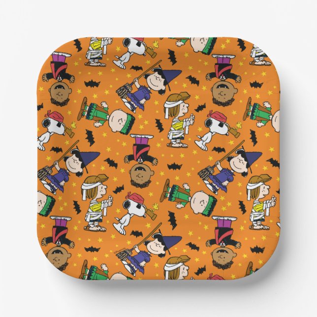 Peanuts | Happy Halloween Pattern Paper Plates (Front)