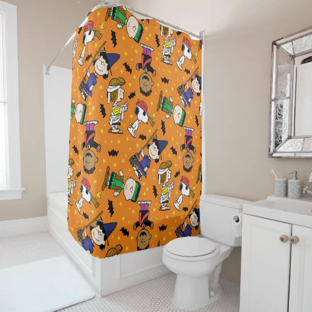 Peanuts | Happy Halloween Pattern Shower Curtain | Zazzle