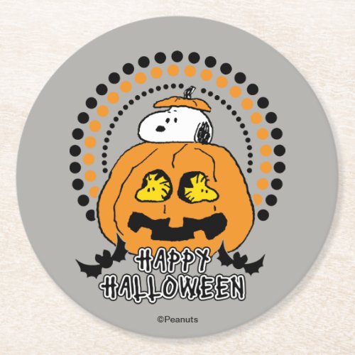 Peanuts  Happy Halloween Round Paper Coaster
