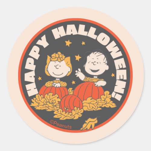 Peanuts  Happy Halloween Sally  Linus Classic Round Sticker