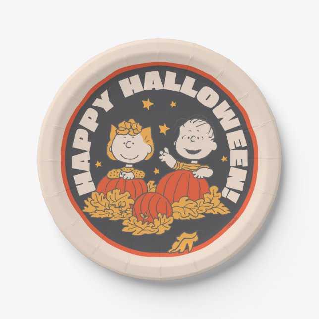 Peanuts | Happy Halloween Sally & Linus Paper Plates (Front)