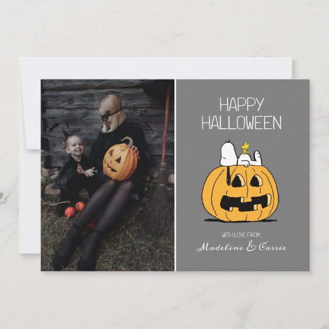 Peanuts | Happy Halloween Snoopy & Jack O' Lantern Holiday Card (Front)