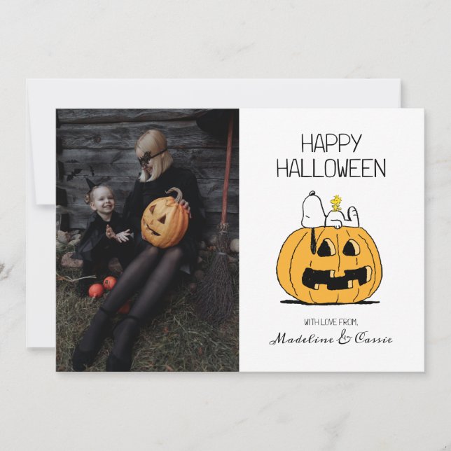 Peanuts | Happy Halloween Snoopy & Jack O' Lantern Holiday Card (Front)