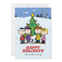 Peanuts Happy Holidays | Add Your Photo & Name Holiday Card