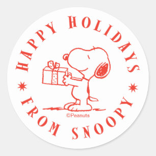 Peanuts   Happy Holidays from Snoopy Classic Round Sticker
