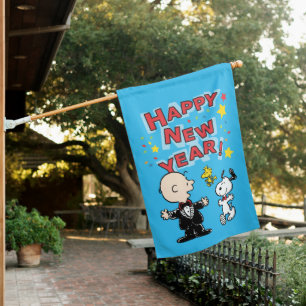 Peanuts Happy New Year House Flag