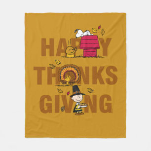 Peanuts Happy Thanksgiving Combo Fleece Blanket