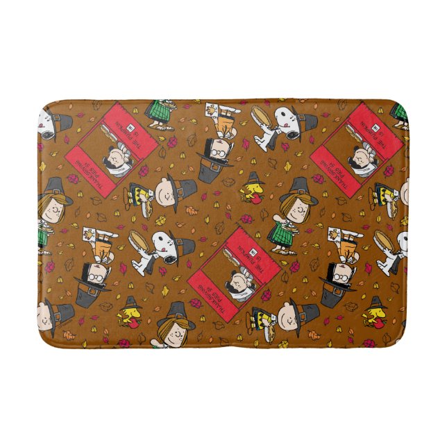 Peanuts | Happy Thanksgiving Pattern Bath Mat (Front)