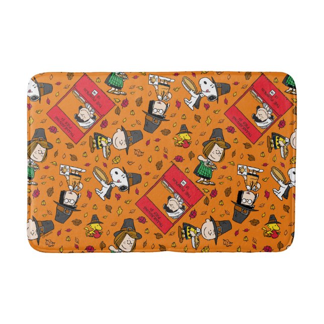 Peanuts | Happy Thanksgiving Pattern Bath Mat (Front)