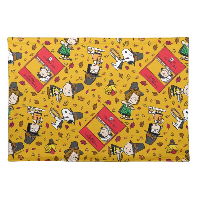 Peanuts | Happy Thanksgiving Pattern Cloth Placemat (Front)
