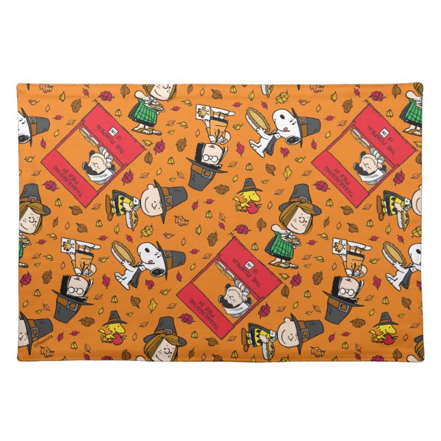 Peanuts | Happy Thanksgiving Pattern Cloth Placemat (Front)
