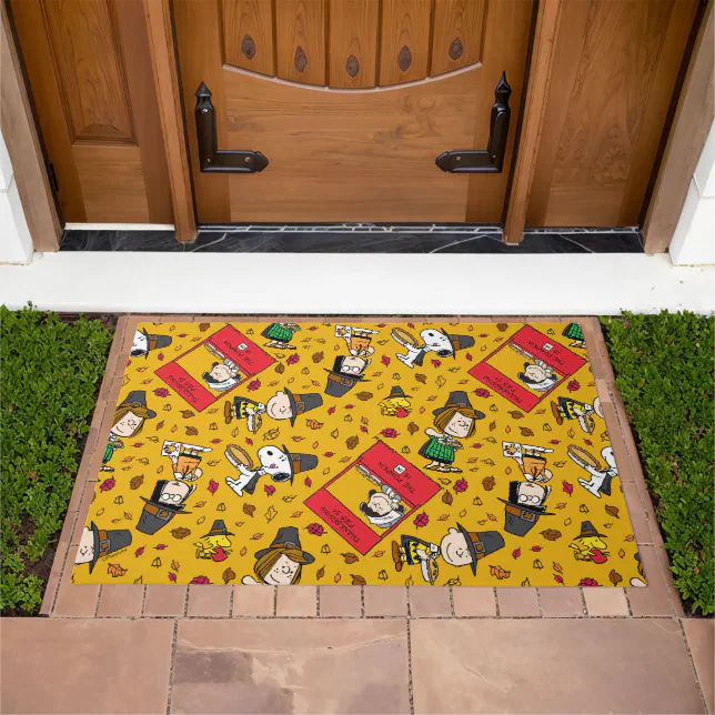 Peanuts | Happy Thanksgiving Pattern Doormat
