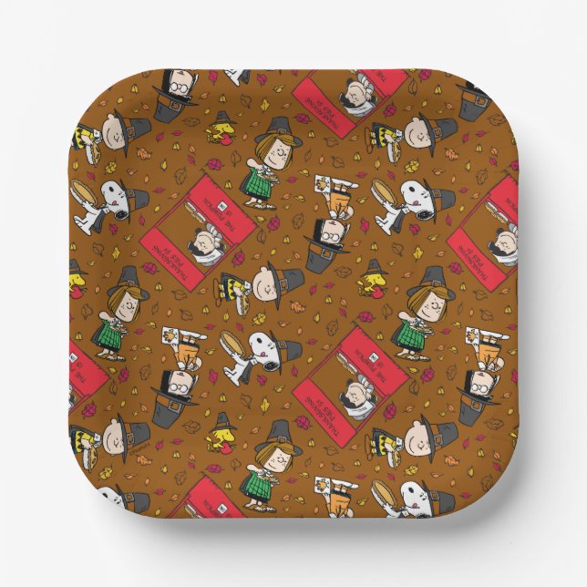 Peanuts | Happy Thanksgiving Pattern Paper Plates (Front)