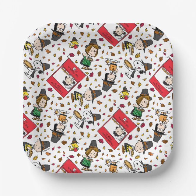 Peanuts | Happy Thanksgiving Pattern Paper Plates (Front)