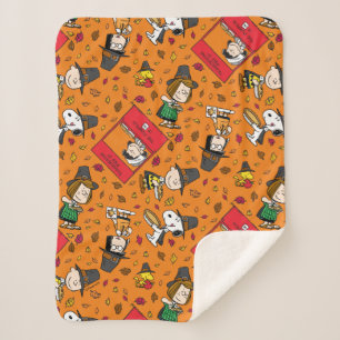 Peanuts   Happy Thanksgiving Pattern Sherpa Blanket