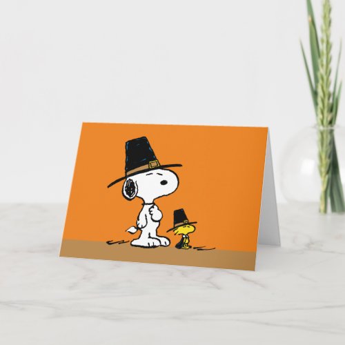 Peanuts  Happy Thanksgiving Pilgrims Holiday Card