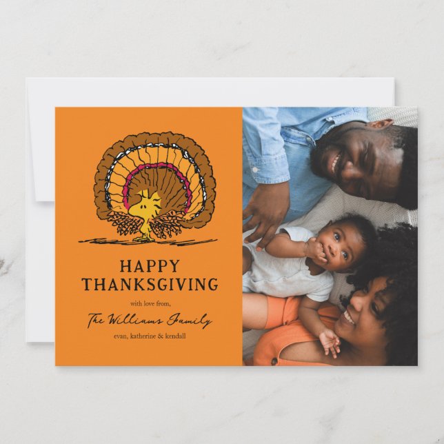 Peanuts | Happy Thanksgiving Woodstock Turkey Holiday Card (Front)