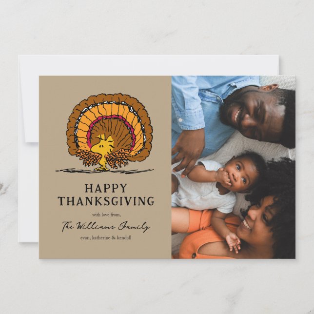 Peanuts | Happy Thanksgiving Woodstock Turkey Holiday Card (Front)