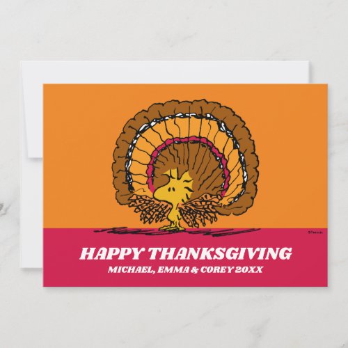 Peanuts  Happy Thanksgiving Woodstock Turkey Holiday Card