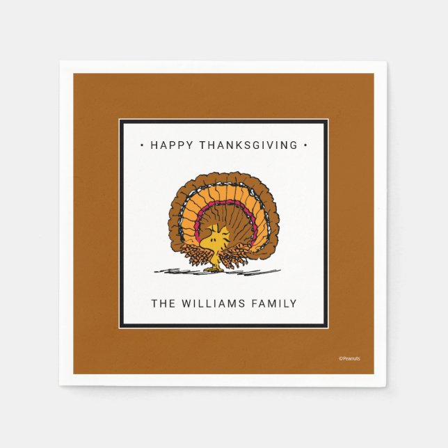 Peanuts | Happy Thanksgiving Woodstock Turkey Napkins (Front)