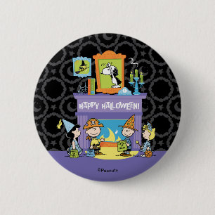 Peanuts Haunted Halls Halloween Button