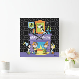 Peanuts Haunted Halls Halloween Square Wall Clock
