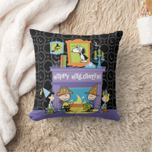 Peanuts Haunted Halls Halloween Throw Pillow