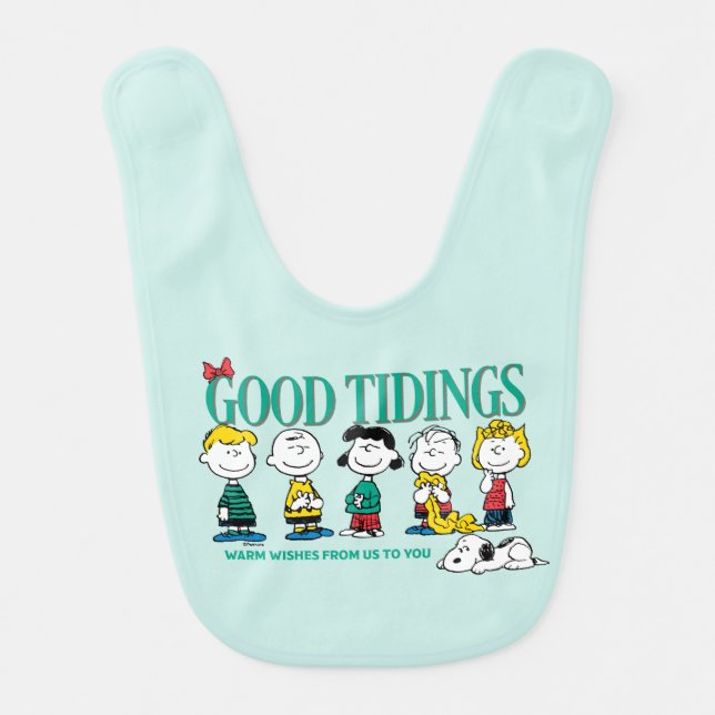 Peanuts | Holiday Good Tidings Baby Bib (Front)