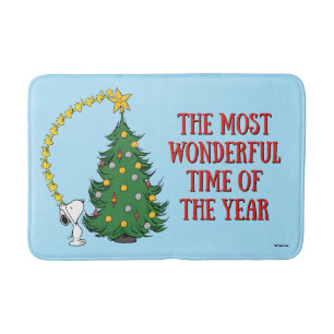 Peanuts Holiday Tree Trimming Bath Mat
