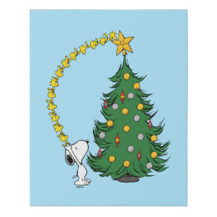 Peanuts Holiday Tree Trimming Faux Canvas Print