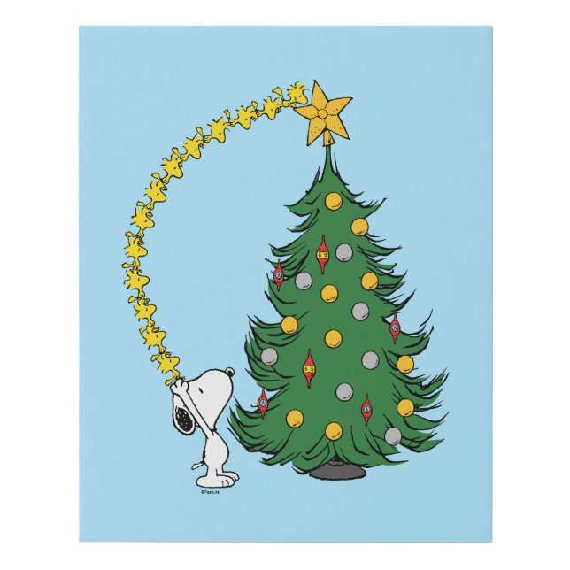 Peanuts | Holiday Tree Trimming Faux Canvas Print (Front)
