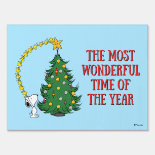 Peanuts Holiday Tree Trimming Sign