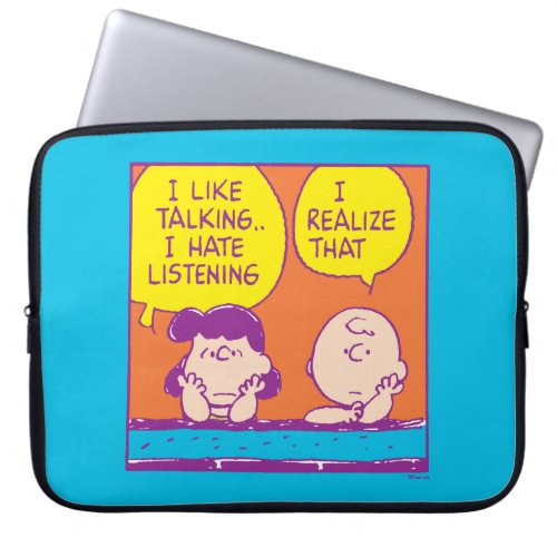 Peanuts  I Like Talking I Hate Listening Laptop Sleeve