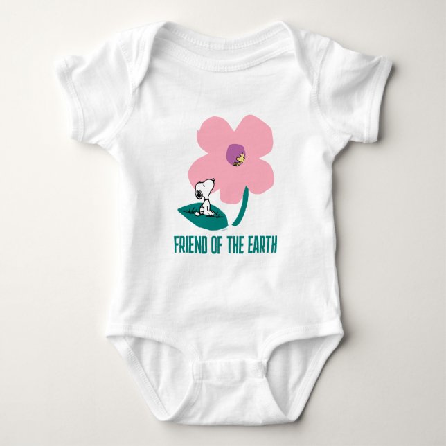 Peanuts | Illustrating Nature Pink Flower Baby Bodysuit (Front)
