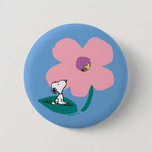 Peanuts Illustrating Nature Pink Flower Button