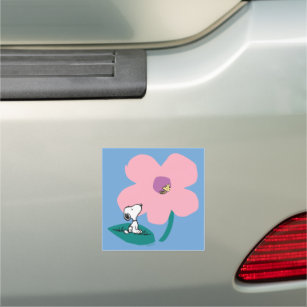 Peanuts   Illustrating Nature Pink Flower Car Magnet